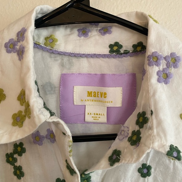 Anthropologie - Maeve Embroidered Buttondown Blouse - Picture 5 of 5